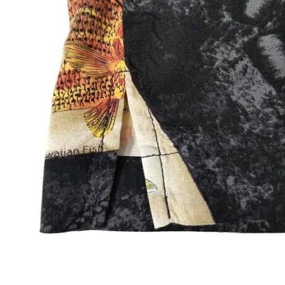 Quiksilver Qs Mens Xl Hawaiian Fish Rayon Button Up S/s Camp Shirt Made In Usa - Picture 6 of 12